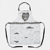 《植物》アスペン素朴バークウッド彫りハート#1ママ名 エプロン (正面)