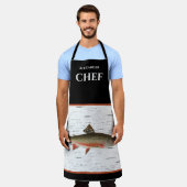 《植物》アスペン素朴バークトラウト漁師レイクハウスエプロン エプロン (着用した状態)