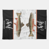 《植物》アスペン素朴バークトラウト漁師レイクハウス キッチンタオル (横)