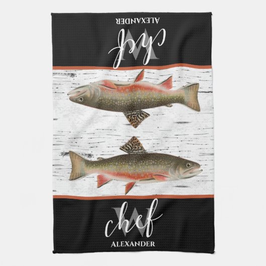 《植物》アスペン素朴バークトラウト漁師レイクハウス キッチンタオル (縦)