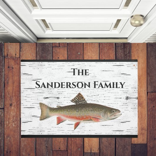 《植物》アスペン素朴バークトラウト漁師レイクハウス ドアマット