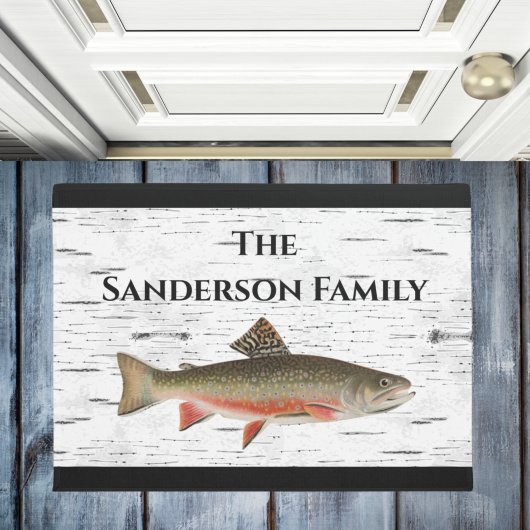 《植物》アスペン素朴バークトラウト漁師レイクハウス ドアマット