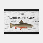 《植物》アスペン素朴バークトラウト漁師レイクハウス ドアマット (正面)