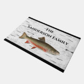 《植物》アスペン素朴バークトラウト漁師レイクハウス ドアマット (アングル)