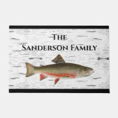 《植物》アスペン素朴バークトラウト漁師レイクハウス ドアマット (正面)