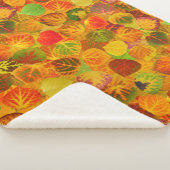 《植物》アスペン葉コラージュ無地のメドレシームレス1 シェルパブランケット (3/4)