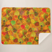 《植物》アスペン葉コラージュ無地のメドレシームレス1 シェルパブランケット (正面(横))