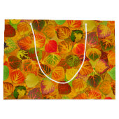 《植物》アスペン葉コラージュ無地のメドレシームレス1 ラージペーパーバッグ (裏面)