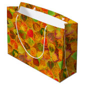 《植物》アスペン葉コラージュ無地のメドレシームレス1 ラージペーパーバッグ (裏面アングル)