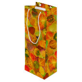 《植物》アスペン葉コラージュ無地のメドレシームレス1 ワインギフトバッグ (裏面アングル)