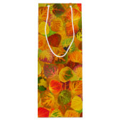 《植物》アスペン葉コラージュ無地のメドレシームレス1 ワインギフトバッグ (裏面)