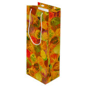 《植物》アスペン葉コラージュ無地のメドレシームレス1 ワインギフトバッグ (正面アングル)