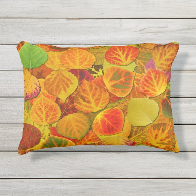 《植物》アスペン葉ズコラージュ無地のメドレー1 アウトドアクッション (正面)