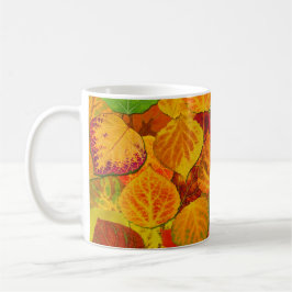 《植物》アスペン葉ズコラージュ無地のメドレー1 コーヒーマグカップ
