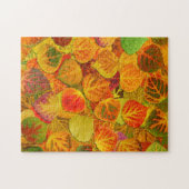 《植物》アスペン葉ズコラージュ無地のメドレー1 ジグソーパズル (横)