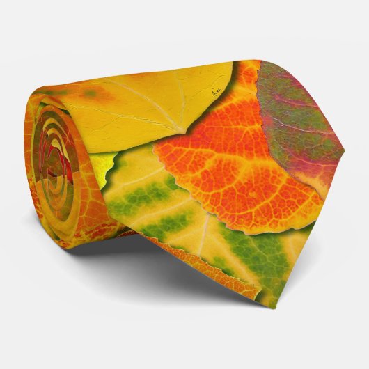 《植物》アスペン葉ズコラージュ無地のメドレー1 ネクタイ (ロール)