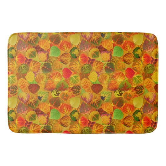 《植物》アスペン葉ズコラージュ無地のメドレー1 バスマット (正面)