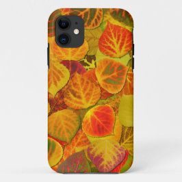 《植物》アスペン葉ズコラージュ無地のメドレー1 iPhone 11 ケース