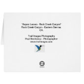 "《植物》アスペン葉- Rock Creek渓谷" (裏面横)