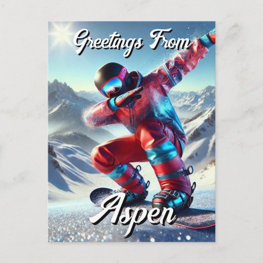 《植物》アスペン・ダビング・スノーボーダーからの挨拶 ポストカード (正面)
