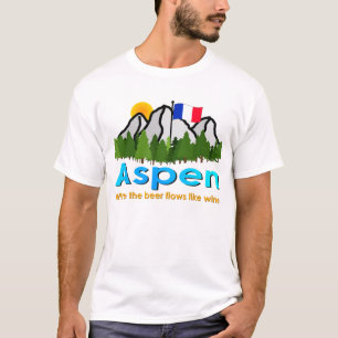 《植物》アスペン: ビールがワインのように流れるところ Tシャツ