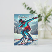 《植物》アスペンDabbing Snowboarderポストカードからの挨拶 ポストカード (スタンド正面)