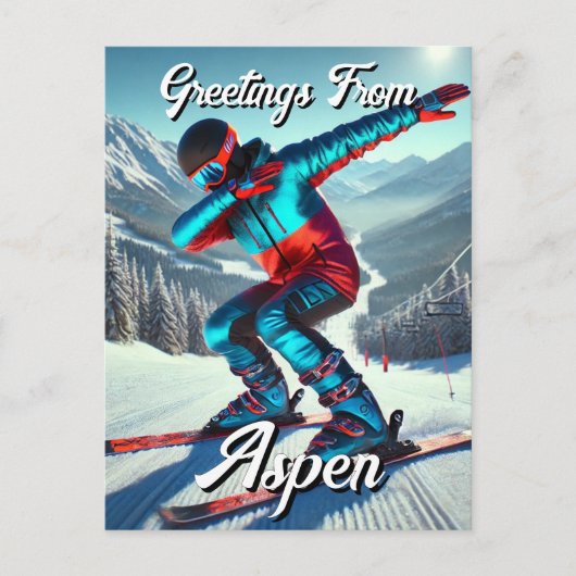 《植物》アスペンDabbing Snowboarderポストカードからの挨拶 ポストカード (正面)