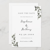 植物 オリーブの枝の葉 イタリアンウェディング セーブザデート (正面/裏面)