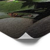 《植物》スイレンとホタルの水彩とキャンバスt ポスター (角)