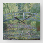 《植物》スイレンと日本の歩道橋 スクエア壁時計 (正面)