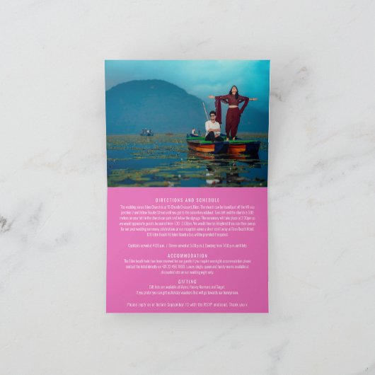 《植物》スイレンの植物芸術ピンクカスタムの写真結婚の 招待状 (内部)