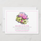 《植物》スイレンの植物芸術ピンクカスタムの写真結婚の 招待状 (正面)