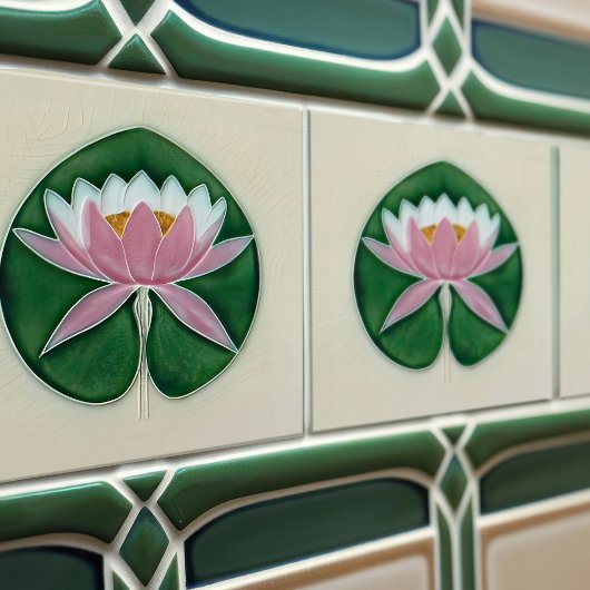 《植物》スイレンアールヌーボーヴィンテージデコールボックフレール タイル