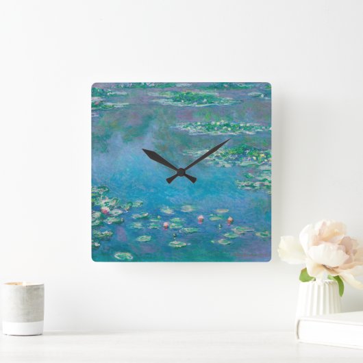 《植物》スイレンバイクロードモネファインアート絵画ズ スクエア壁時計 (ホーム)