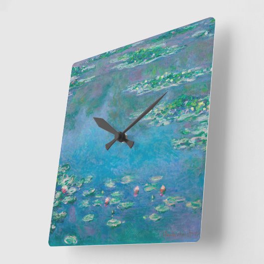《植物》スイレンバイクロードモネファインアート絵画ズ スクエア壁時計 (傾斜)