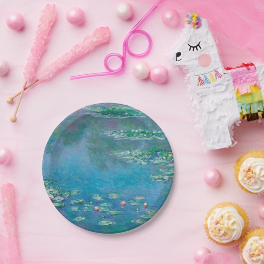 《植物》スイレンバイクロードモネファインアート絵画ズ ペーパープレート (パーティー)