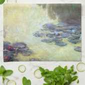 《植物》スイレンバイクロードモネヴィンテージファインアート キッチンタオル (折り畳み)