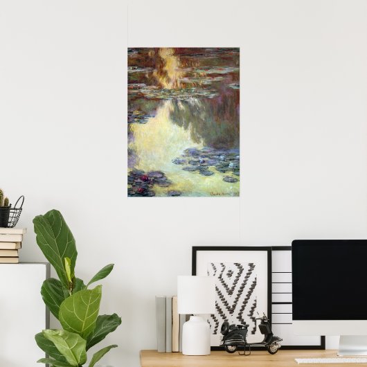 《植物》スイレンバイクロードモネヴィンテージファインアート ポスター (ホームオフィス)