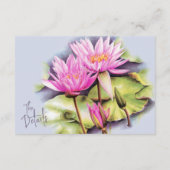 《植物》スイレンピンク色の水彩画結婚詳細 エンクロージャーカード (裏面)