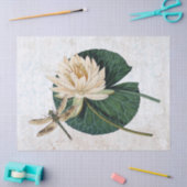 《植物》スイレンフラワードラゴンフライ切り離しヴィンテージ 薄葉紙 (クラフト)