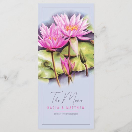 《植物》スイレンブルーのピンク色結婚の メニュー (裏面)