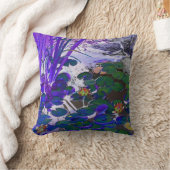 《植物》スイレンブルー装飾用クッション クッション (ブランケット)