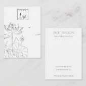 《植物》スイレンミニマルフローラスケッチイヤリングネックレス 名刺