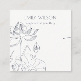《植物》スイレンミニマルフローラスケッチネックレスディスプレイ スクエア名刺