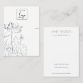 《植物》スイレンミニマルフローラスケッチネックレスディスプレイ 名刺 (正面/裏面)