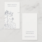 《植物》スイレンミニマルフローラスケッチネックレスディスプレイ 名刺 (正面/裏面)