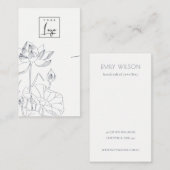 《植物》スイレンミニマルフローラスケッチネックレスディスプレイ 名刺 (正面/裏面)