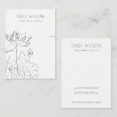 《植物》スイレンミニマルフローラスケッチネックレスディスプレイ 名刺 (正面/裏面)