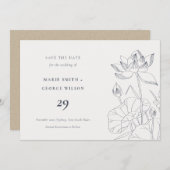 《植物》スイレンミニマルフローラスケッチ日付カードの保存 サンキューカード (正面/裏面)