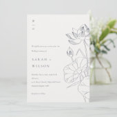 《植物》スイレンミニマルフローラスケッチ結婚式の招待 サンキューカード (スタンド正面)